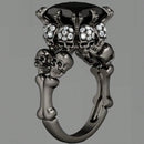 Personality Punk Skull Retro Gothic Style Rings for Wmen Men Halloween Black Zircon Jewellry Women' Black Simple Ring Accession