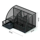 Office Desktop Storage Box Desktop Pen Holder Metal Pen Holder with Multiple Compartments Metal Mesh Square Divided Container