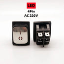 KCD4不锈钢防水船型开关 ON-OFF 4/6脚带灯电源开关 16A 250V/20A 125VAC