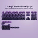 Gradient Purple Double Shot PBT Keycaps Cherry/OEM Profile 136 Keys Side Printed Keycaps for Gateron Cherry MX Switches Keyboard