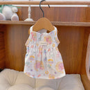 Pet Clothes Dogs Cats Spring and Summer Cute Cartoon Cotton Home Parent-child Clothing Teddy Bear Flower Dress Dog Cooling Vest