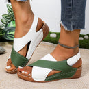 New Women's Contrast Color Wedge Sandals Summer Peep Toe Non Slip Beach Shoes Woman Comfortable Platform Roman Sandalias
