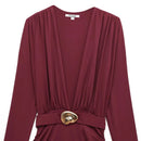 HXAO Elegant Midi Burgundy Dresses 2025 Spring Summer Women Long Sleeve Dress Fashion Party Evening Vintage Long Dress Vestidos