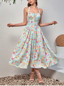 Blossom Silhouette Halter Midi Dress