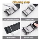 Genuine Leather Ratchet Belt for Men, High Quality Automatic Buckle No Hole Adjustable, Dress & Jeans Belt