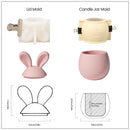 Nicole Candle Jar Silicone Molds for Concrete DIY Hoppy Bunny - Eared Easter Egg Storage Vessel Cement Mould Easter Gift Tools