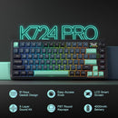 红龙K724 PRO无线Gasket游戏键盘带Hype屏幕和旋钮，81键机械键盘，Mint Mambo轴体