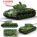 军事世界大战俄罗斯T-34 KV-1重型坦克积木二战美国M4A3谢尔曼斯图尔特坦克技术砖块儿童玩具