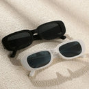 2Pcs Fashion Small Square Frame Sunglasses Combination Black White Set Retro Style Cute Ladies Daily Holiday Decoration Glasses