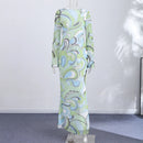 Sexy Backless Printed Dress Women's O-neck Full Sleeve Straight  Long Dresses 2026 Summer Fashion High Street New Lady Outfits