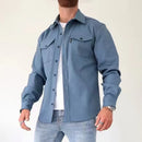 Casual Long-Sleeved Shirt Jacket Men'S Autumn And Winter New American Street Fashion Solid Color Workwear Men'S Shirt