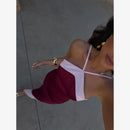 Color Blocking Scarf Collar Sling Dress Sexy Waist Cinching Chic Split Bodycon Maxi Dresses 2026 Lady Club Party Vestido