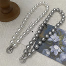 ANENJERY 6/8/10MM Gray Imitation Pearl Beads Chain Necklace for Women 2024 Trend Elegant Lady Necklace Jewelry Gifts