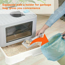 Foldable Cat Litter Box Front Entry & Top Exit Toilet Boxes with Massager Litter Scoop Enclosed Foldable Kitty Toilet