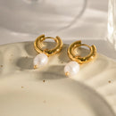 Hot selling French Style Freshwater Pearl Gold Plated Stainless Steel Jewelry Elegant Drop Earrings For Female Jewelry Girl