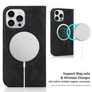 RFID Wallet Card Holder Macsafe Leather Flip Case for Magsafe IPhone 14 Plus 13 12 15 Pro Max 14Pro 15Pro Mac Safe Stand Cover