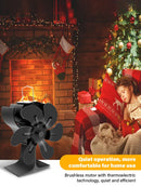 6leaf fireplace fan,winter warm home efficient heat distribution Winter fireplace fan Hot blast stove fan ecological quiet black