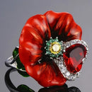 Classic Ladies Floret Jewelry Birthday Proposal Date Engagement Wedding Flowers Crystal Ring Size 6 7 8 9 10