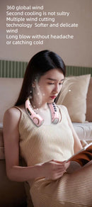 JKUOO Portable Neck Fan,Hands Free Bladeless Fan with LED 4 Cooling Plate,Personal Fan 4000mAh Battery USB Rechargeable