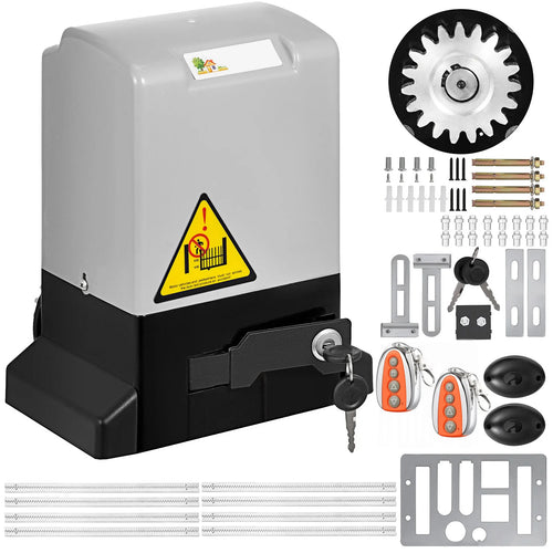 SucceBuy 自动平移门开启器 1300LBS 电动车库门开启器 带2个遥控器和齿条 适用于酒店工厂学校