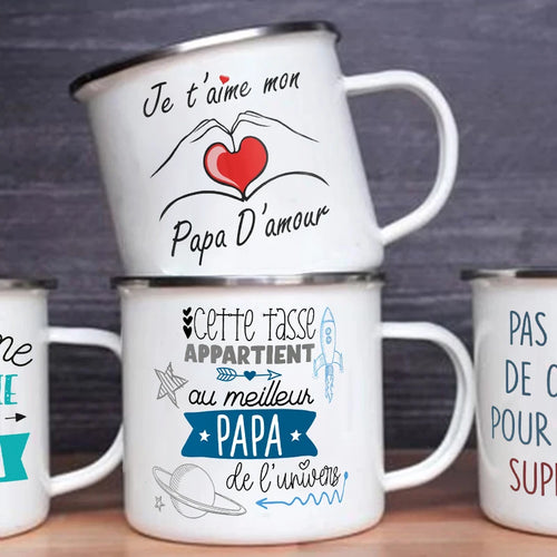 The Entire Universe Best Dad Print Coffee Cup Enamel Mugs Gift Father's Day Drink Wine Juice Cup Fathers Day Gifts Enamel Mug