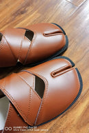MKKHOU Fashion Sandals Women's New High Quality True Leather Split Toe Shoes Low Heel Hollow out Mary Jane Shoes Modern Shoes