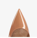 New red toe exposed seam, side empty shallow mouth, sexy professional black patent leather pointed heel high-heeled shoes 33-46