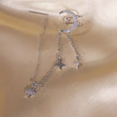 1pc Bohemian Tassels Chain Ear Cuff for Women Star Moon Silver Color Zircon Fashion Conch Clip Earrings Cartilage Jewelry KDE125