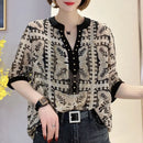 Elegant Fashion Rivet Casual Printing Diamonds Diamonds Pullovers 2024 New Summer Short Sleeve Loose Temperament Shirt T-Shirt
