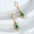 Trendy Luxury Rainbow Crystal Hoop Earrings Dainty Champagne Gold Color Stud Earrings For Women Engagement Wedding Jewelry Gift
