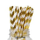 25pcs Foil Gold Silver Disposable Drinking Paper Straws Rainbow for Birthday Wedding Christmas Party Event Supplies
