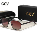 GCV 2021 经典品牌飞行员方框偏光太阳镜 金属框架男士驾驶墨镜 防紫外线奢华眼镜