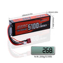 Sunpadow 2S 7.4V Lipo Battery for 5100mAh 70C Hard Case with T Deans XT60 Plug for RC Car Vehicle Truck Tank Racing Hobby
