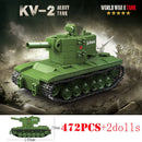 军事世界大战俄罗斯T-34 KV-1重型坦克积木二战美国M4A3谢尔曼斯图尔特坦克技术砖块儿童玩具