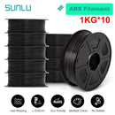 SUNLU 10公斤 PETG/ABS 耗材 10卷 3D打印线材 1公斤/卷 1.75毫米 100% 线材整齐排列 适用于欧美地区3D打印
