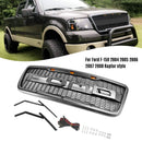 Raptor Style Front Mesh Hood Grille Grill Fit for Ford F150 2004-2008 With LED
