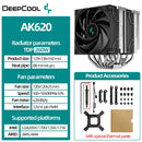 DeepCool AK620 Twin Towers CPU Air Cooler 6 Heatpipes White Dual Cooling Fans Radiator For LGA1700 2011-v3 115X 1200 AMD AM4 AM5