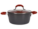 Brinox Red and Gray Aluminum Ceramic Coating Cookware Set, 8 Pieces, Ceramic Life Select