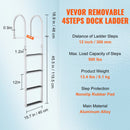 SucceBuy 3/4/5 Steps Removable Dock Ladder 350/500Lbs Load Pontoon Boat Ladder with Rubber Mat for Lake, Marine Boarding, Pool
