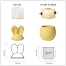 Nicole Candle Jar Silicone Molds for Concrete DIY Hoppy Bunny - Eared Easter Egg Storage Vessel Cement Mould Easter Gift Tools