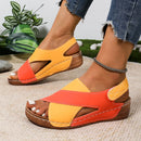 New Women's Contrast Color Wedge Sandals Summer Peep Toe Non Slip Beach Shoes Woman Comfortable Platform Roman Sandalias