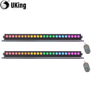 U'King 2件套60W RGB 24LED遥控条形洗墙灯DMX舞台灯条适用于婚礼教堂音乐舞蹈DJ派对