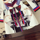 Spring Summer Single Breasted Shirt Dress Women 2023 New Fashion Print Girls Lady Long Sleeve Belt Waist Dresses Outfits Femme