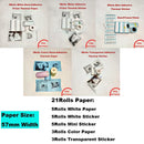 Peripage Paper Adhesive Thermal Sticker Photo Paper White Color Transparent Label for 57mm width Paperang Memobird Iprinter