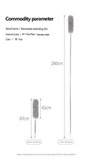 2.8m Long Handle Telescopic Pole Washable Extendable Duster Static Stainless Steel Bendable Brush Lengthen Roof Cleaning Tool