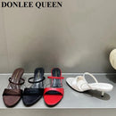 2025 Women's Summer New Fashion Square Toe Simple Solid Color Slippers Outdoor Peep Toe Casual Banquet Party Women Sandals Mujer