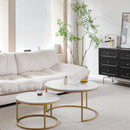 2Pcs Coffee Table Round 2 in 1 End Side Table Desk Nordic Marble Glass Home Sofa Tables Living Room Luxury Side Tables 60CM/80CM