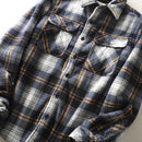 Autumn Winter Men's Fleece Linend Warm Shirt Jackets Thickened Long Sleeve Flannel Checked Shirts Vintage Casual Men Shirt Coats