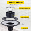 SucceBuy Waterproofing Shower Kit 48''x48'' Shower Kit Tray With Central Drain PVC/ABS Stainless Steel Grate 2 Cuttable Curb