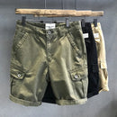 Heavyweight Washed Fabric Army Green Multi-pocket Overalls Men's Loose Straight Casual Shorts Outdoor Trekking Tooling Clothes